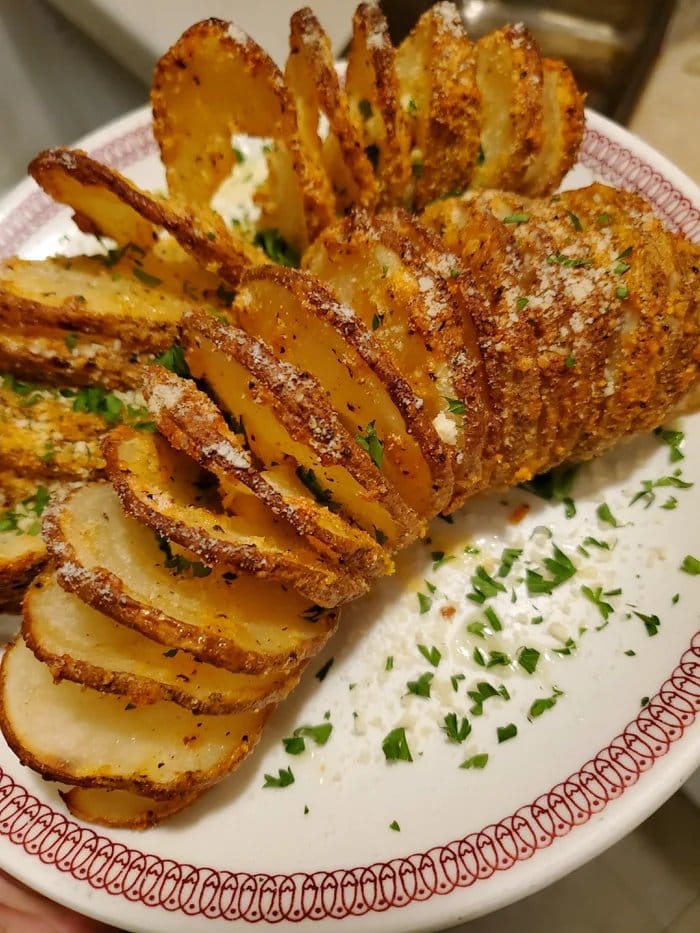 Sliced baked potatoes