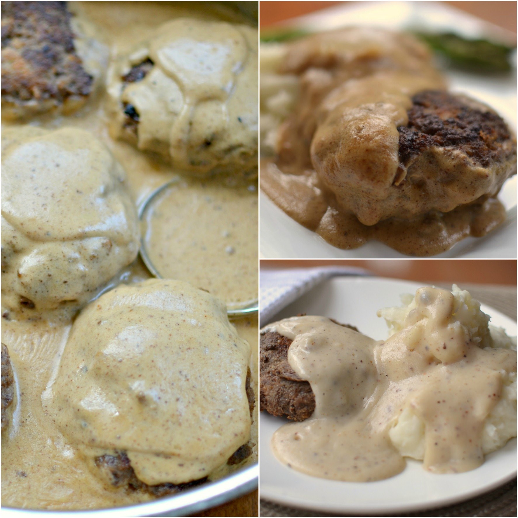 HAMBURGER STEAK WITH COUNTRY GRAVY