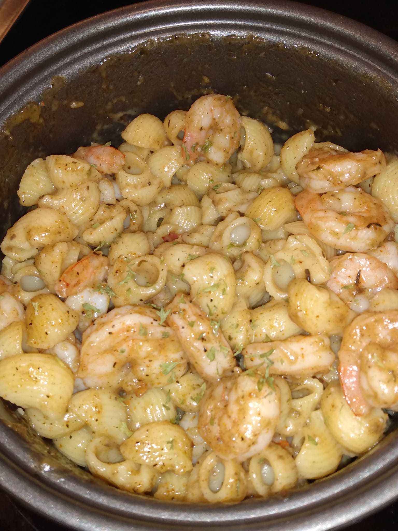 Shrimp W/ pasta in a jerk/Cajun/honey cheese sauce