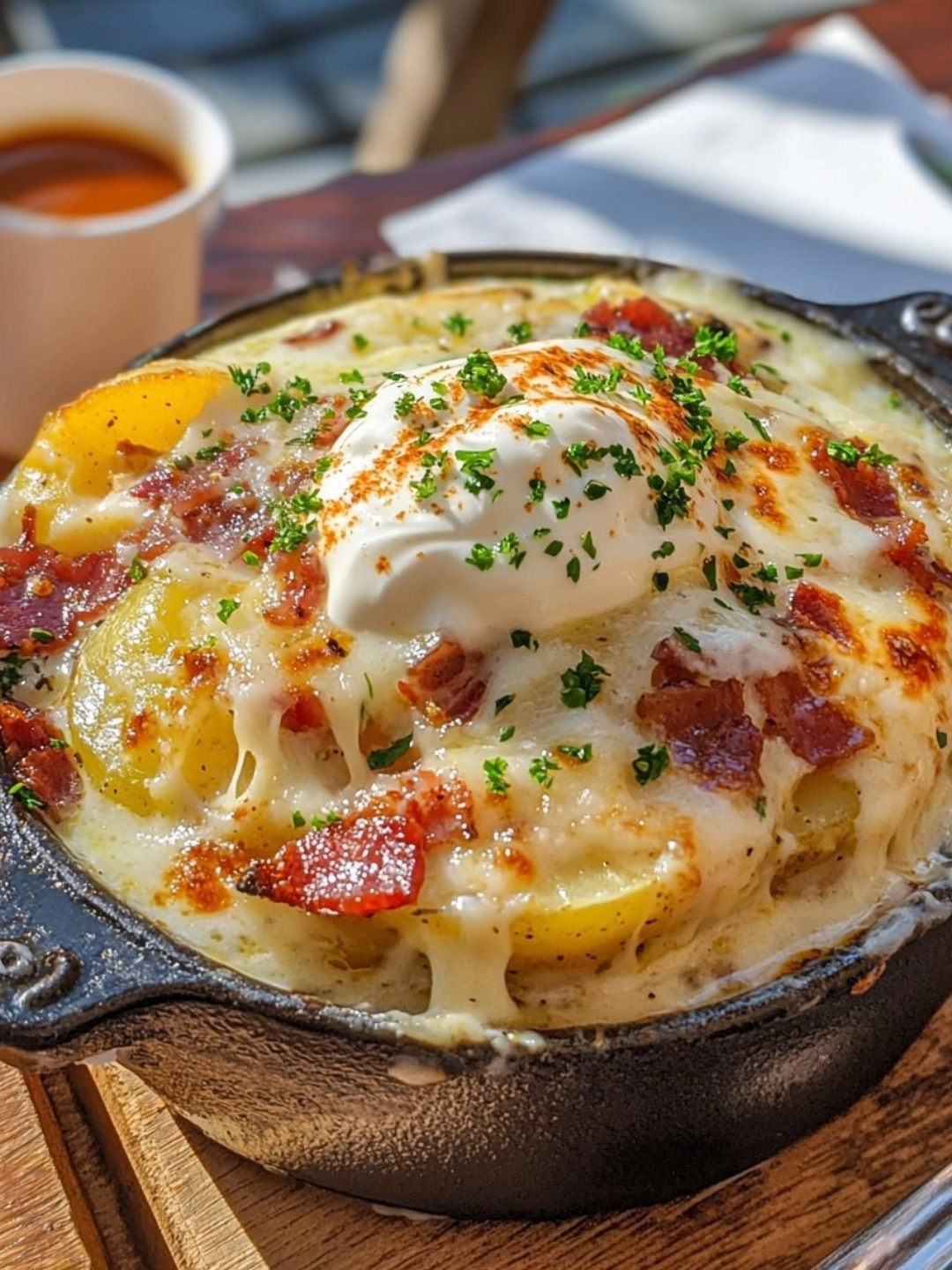 Potato And Bacon Soup With Parmesan And Sour Cream