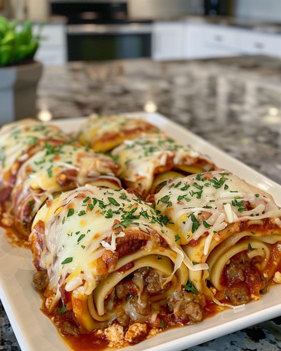 Three Cheese Sausage Lasagna Roll-Ups