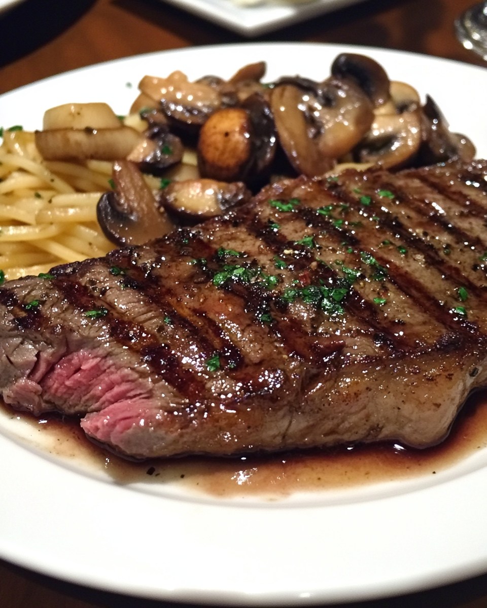 Ribeye Steak with French Onions & Mushrooms