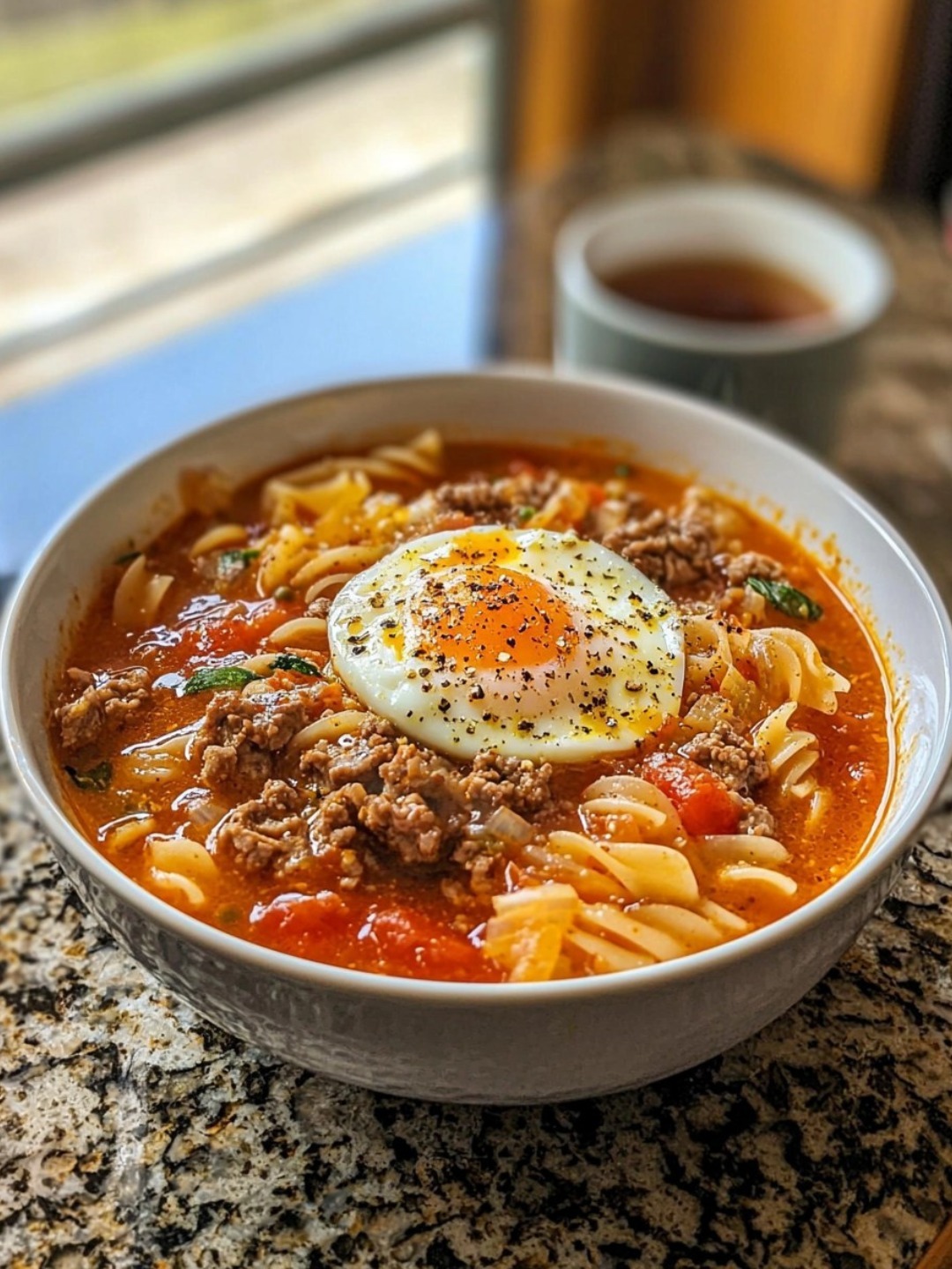 Tomato Egg and Beef Noodle Soup