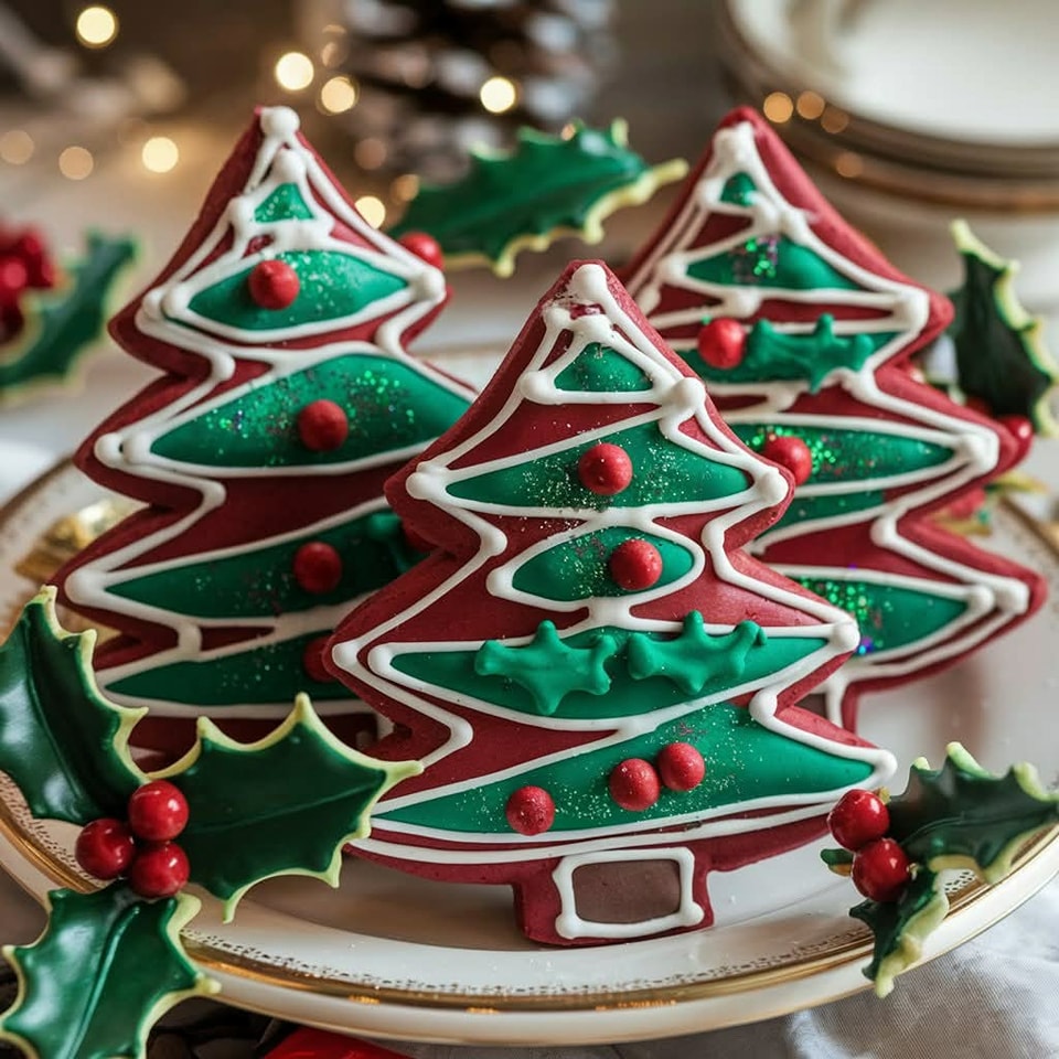 Red Velvet Christmas Tree Cookies