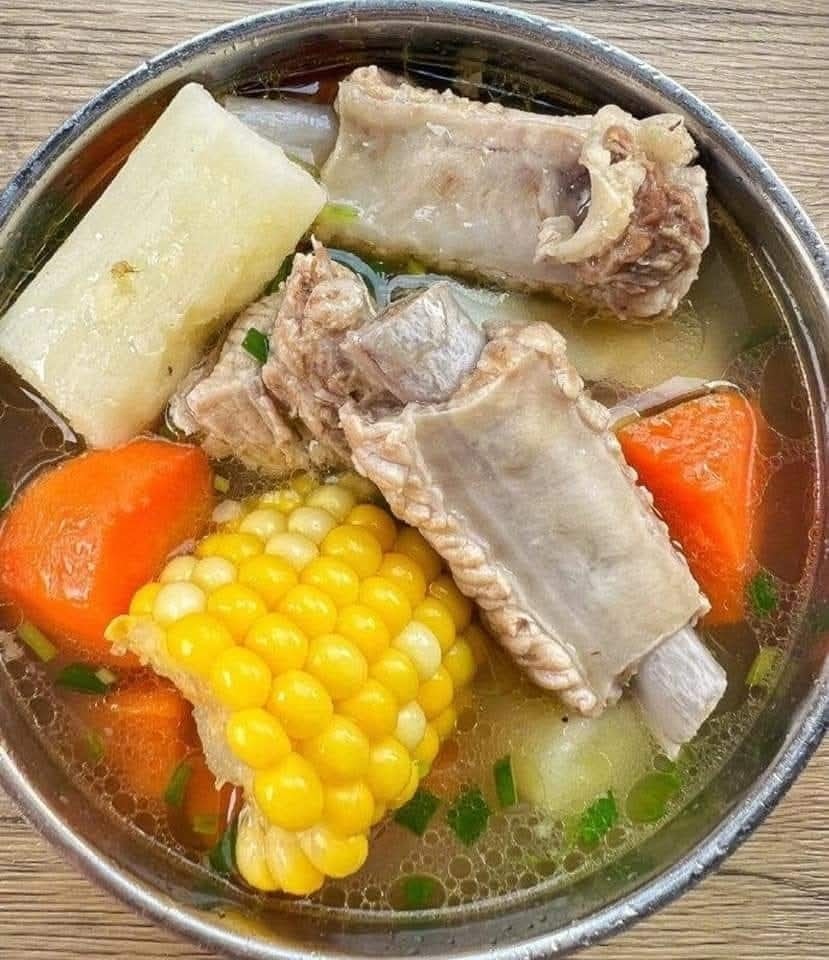 Pork Rib Soup with Carrots, Corn, and Radish