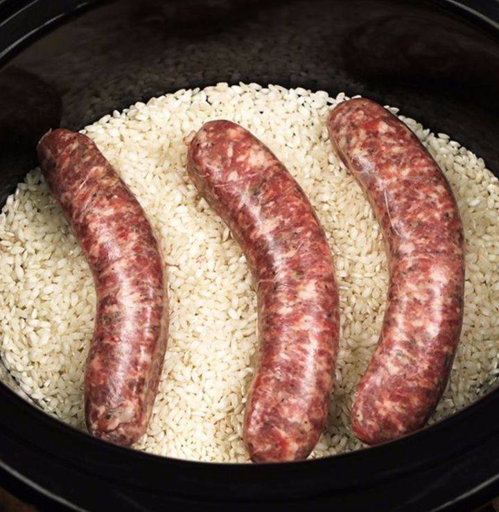 Toss Italian sausage and rice into a slow cooker for a lip-smacking comforting dish