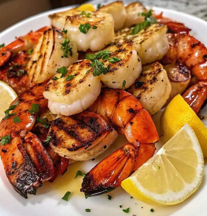 Grilled Lobster and Shrimp